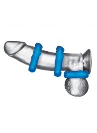 Комплект из трех голубых эрекционных колец 3-Pack Ribbed Rider Cock Ring Set - BlueLine - в Ростове-на-Дону купить с доставкой