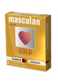 Презервативы Masculan Ultra Gold с золотым напылением и ароматом ванили - 3 шт. - Masculan - купить с доставкой в Ростове-на-Дону