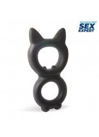 Черное двойное эрекционное кольцо с кошачьими ушками - Sex Expert - в Ростове-на-Дону купить с доставкой