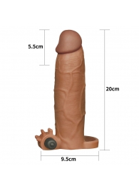 Коричневая насадка на пенис Add 3 Pleasure X Tender Vibrating Penis Sleeve с вибропулей - 20 см. - Lovetoy - в Ростове-на-Дону купить с доставкой