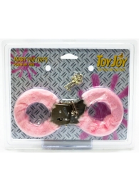 Розовые меховые наручники с ключами - Toy Joy - купить с доставкой в Ростове-на-Дону
