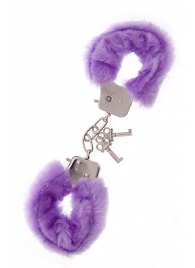 Фиолетовые меховые наручники METAL HANDCUFF WITH PLUSH LAVENDER - Dream Toys - купить с доставкой в Ростове-на-Дону