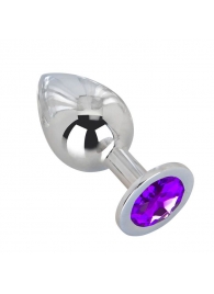Большой плаг из стали с фиолетовым кристаллом Violet Dream - 9,5 см. - Erotic Fantasy - купить с доставкой в Ростове-на-Дону