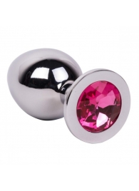Большой стальной плаг с розовым кристаллом Pink Bubble Gum - 9,5 см. - Erotic Fantasy - купить с доставкой в Ростове-на-Дону