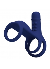 Синяя вибронасадка на пенис Vibrating Penis Sling - Baile - в Ростове-на-Дону купить с доставкой