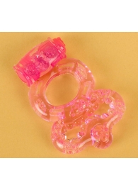 Розовое эрекционное кольцо с вибратором и подхватом - Toyfa Basic - в Ростове-на-Дону купить с доставкой