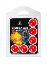 Набор из 6 шариков с массажным маслом Brazilian Balls с охлаждающим и разогревающим эффектом - Secret Play - купить с доставкой в Ростове-на-Дону