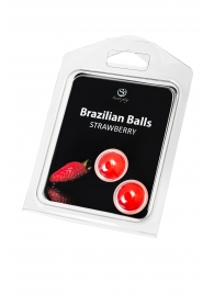 Набор из 2 шариков с массажным маслом Brazilian Balls с ароматом клубники - Secret Play - купить с доставкой в Ростове-на-Дону