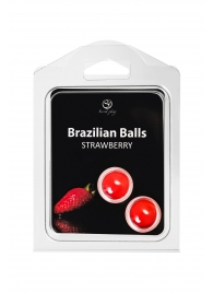 Набор из 2 шариков с массажным маслом Brazilian Balls с ароматом клубники - Secret Play - купить с доставкой в Ростове-на-Дону