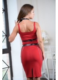 Черно-серебристая портупея-юбка plus size с цепочками - БДСМ Арсенал - купить с доставкой в Ростове-на-Дону