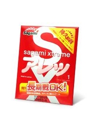 Утолщенный презерватив Sagami Xtreme FEEL LONG с точками - 1 шт. - Sagami - купить с доставкой в Ростове-на-Дону