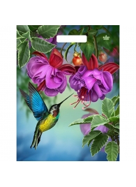 Пакет с принтом в виде колибри в цветах с вырубной ручкой (31х40 см) - Сима-Ленд - купить с доставкой в Ростове-на-Дону
