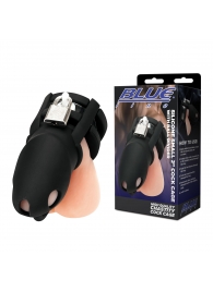 Черная клетка для пениса Silicone Small 2 in Cock Cage With Ball Divider - BlueLine - купить с доставкой в Ростове-на-Дону