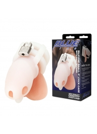 Белая клетка для пениса Silicone Small 2 in Cock Cage With Ball Divider - BlueLine - купить с доставкой в Ростове-на-Дону