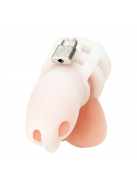 Белая клетка для пениса Silicone Small 2 in Cock Cage With Ball Divider - BlueLine - купить с доставкой в Ростове-на-Дону
