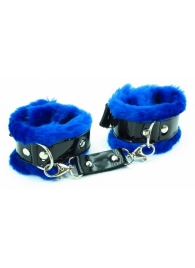 Синие наручники с мехом BDSM Light - БДСМ Арсенал - купить с доставкой в Ростове-на-Дону