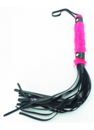 Плеть из лака с розовым мехом BDSM Light - 43 см. - БДСМ Арсенал - купить с доставкой в Ростове-на-Дону