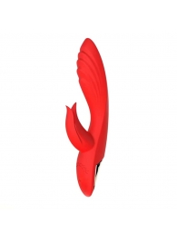 Красный вибратор-кролик 5’’ Silicone Kissing - 20,2 см. - Erokay