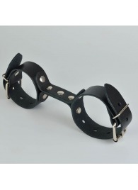 Черные кожаные наручники-фиксатор - Sitabella - купить с доставкой в Ростове-на-Дону