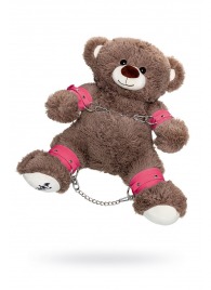 Бондажный набор: бурый мишка с розовыми оковами и наручниками - Pecado - купить с доставкой в Ростове-на-Дону