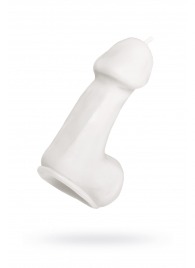 Белая свеча в форме пениса - 47 гр. - Pecado - купить с доставкой в Ростове-на-Дону