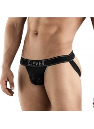 Черные перфорированные трусы-джоки Clever Ambar Jockstrap - Clever Masculine Underwear купить с доставкой