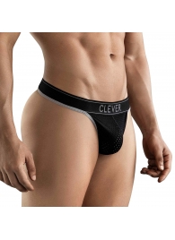 Черные перфорированные трусы-тонги Clever Ambar Thong - Clever Masculine Underwear купить с доставкой