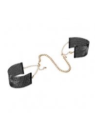 Чёрные дизайнерские наручники Desir Metallique Handcuffs Bijoux - Bijoux Indiscrets - купить с доставкой в Ростове-на-Дону