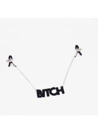 Зажимы на соски с кожаной подвеской Bitch - Crazy Handmade - купить с доставкой в Ростове-на-Дону