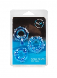 Набор из 3 синих эрекционных колец с различным рельефом - Erowoman-Eroman - в Ростове-на-Дону купить с доставкой