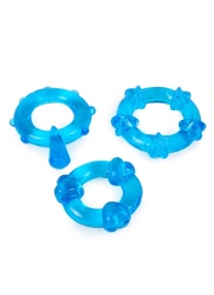 Набор из 3 синих эрекционных колец с различным рельефом - Erowoman-Eroman - в Ростове-на-Дону купить с доставкой