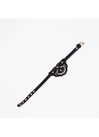 Черный чокер с клепками и золотистой фурнитурой - Crazy Handmade - купить с доставкой в Ростове-на-Дону