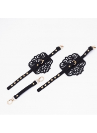 Черный фигурные оковы с золотистой фурнитурой - Crazy Handmade - купить с доставкой в Ростове-на-Дону