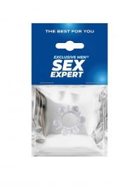 Прозрачное эрекционное кольцо с шариками и шипами - Sex Expert - в Ростове-на-Дону купить с доставкой
