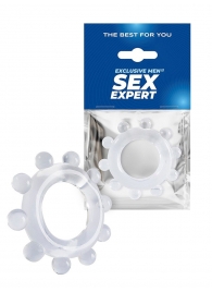 Прозрачное эрекционное кольцо со стимулирующими шариками - Sex Expert - в Ростове-на-Дону купить с доставкой