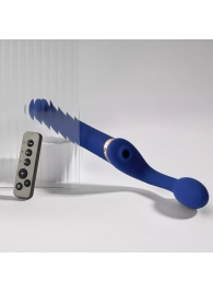 Синий безремневой страпон Multi Orgasm Bendable Strap-On size L с клиторальной стимуляцией - Strap-on-me - купить с доставкой в Ростове-на-Дону