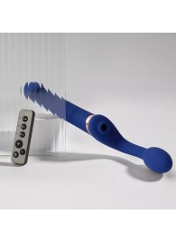 Синий безремневой страпон Multi Orgasm Bendable Strap-On size XL с клиторальной стимуляцией - Strap-on-me - купить с доставкой в Ростове-на-Дону