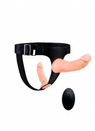 Женский страпон с 2 насадками, вибрацией и пультом ДУ - Erowoman-Eroman - купить с доставкой в Ростове-на-Дону