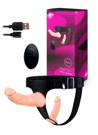 Женский страпон с 2 насадками, вибрацией и пультом ДУ - Erowoman-Eroman - купить с доставкой в Ростове-на-Дону