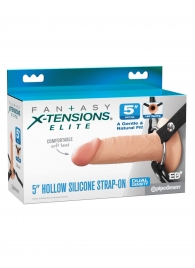 Телесный пустотелый фаллопротез 5’’ Hollow Silicone Strap-On - 14 см. - Pipedream - купить с доставкой в Ростове-на-Дону
