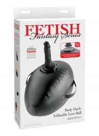 Черный надувной мяч с платформой для фиксации дилдо Body Dock Inflatable Love Ball - Pipedream - купить с доставкой в Ростове-на-Дону