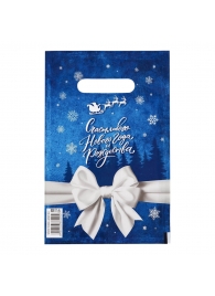 Сине-белый подарочный новогодний пакет с вырубной ручкой (20х30 см) - Сима-Ленд - купить с доставкой в Ростове-на-Дону
