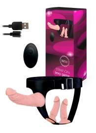 Женский страпон с 3 насадками и вибрацией - Erowoman-Eroman - купить с доставкой в Ростове-на-Дону