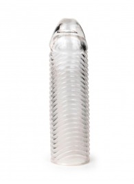 Прозрачная закрытая насадка на пенис с ребрышками - 16 см. - Sex Expert - в Ростове-на-Дону купить с доставкой