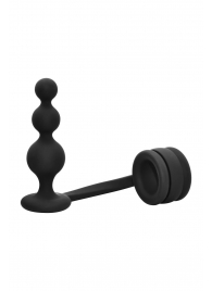 Черное эрекционное кольцо с анальной елочкой Cockring With Beaded Anal Plug - Dream Toys - в Ростове-на-Дону купить с доставкой