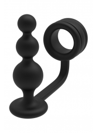 Черное эрекционное кольцо с анальной елочкой Cockring With Beaded Anal Plug - Dream Toys - в Ростове-на-Дону купить с доставкой
