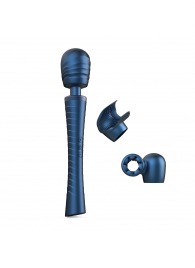 Синий вибромассажёр с насадками Man.wand Edgy - Manwan - в Ростове-на-Дону купить с доставкой