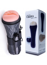 Телесный мастурбатор-вагина в черной колбе с вибрацией - Boys of Toys - в Ростове-на-Дону купить с доставкой