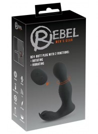 Черная анальная пробка с вибрацией, вращением и пультом ДУ RC Butt Plug with 2 Functions - Orion - в Ростове-на-Дону купить с доставкой
