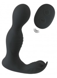 Черная анальная пробка с вибрацией, вращением и пультом ДУ RC Butt Plug with 2 Functions - Orion - в Ростове-на-Дону купить с доставкой